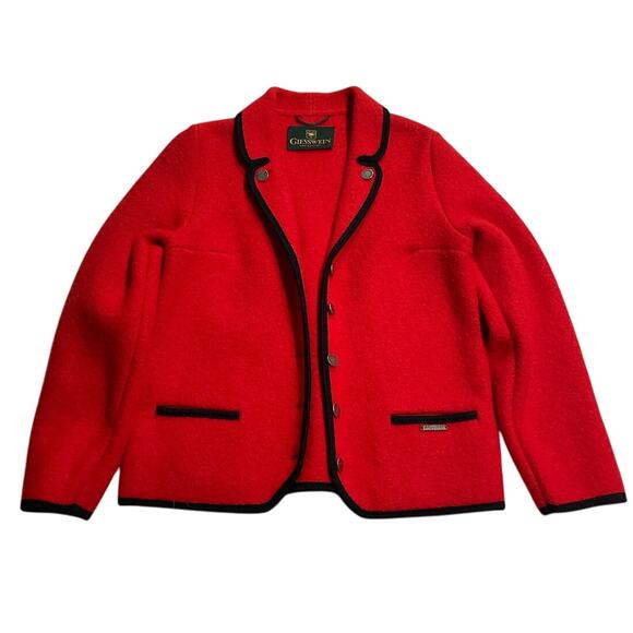 Giesswein Worsted Wool Button Jacket Blazer Womens Medium Red *Tiny Flaw Austria - Picture 1 of 16